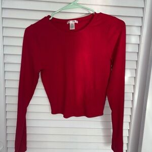 Bozzolo Red Fitted Crop Long Sleeve Tee